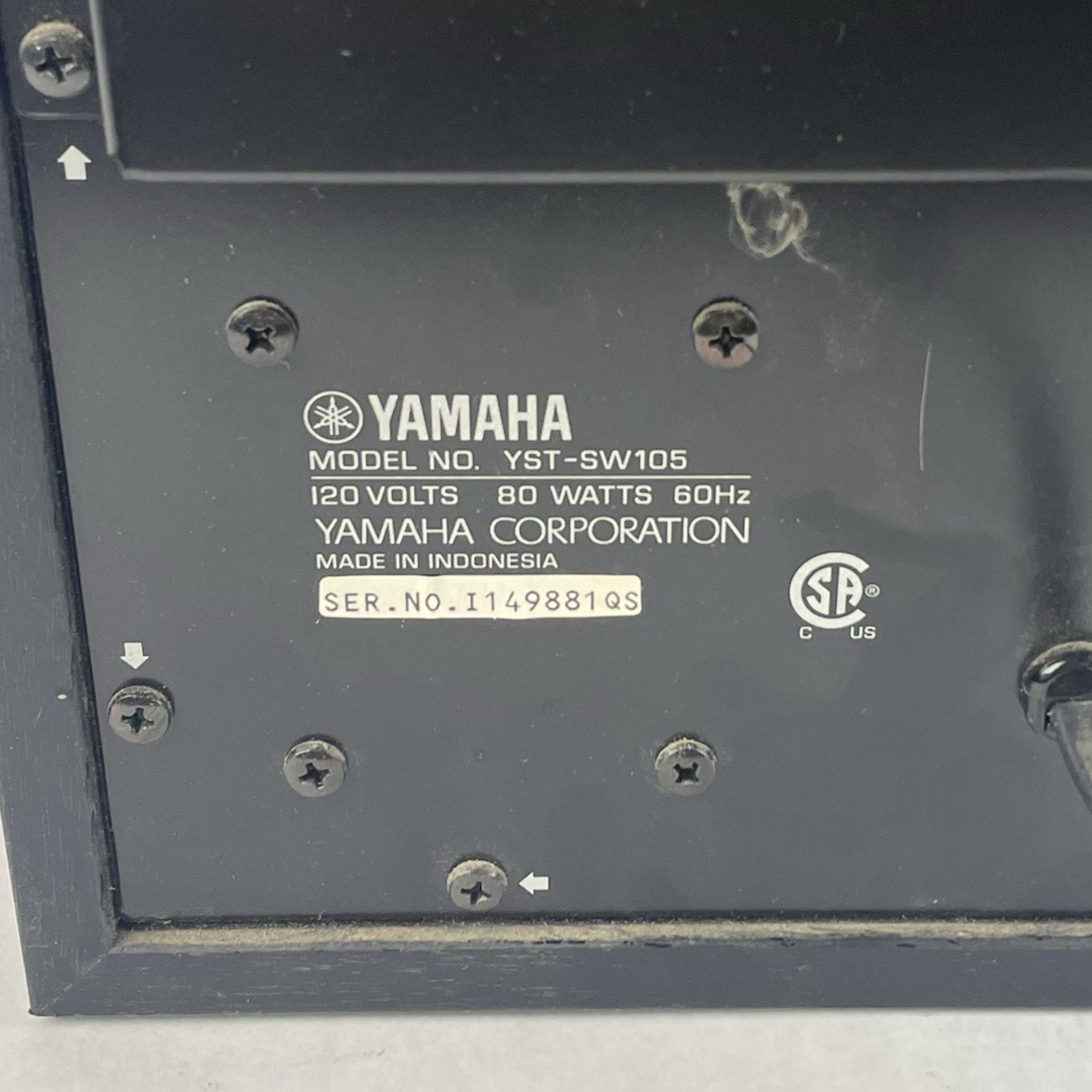 Yamaha YST-SW105 Powered Subwoofer 8" 80W Active Bass Speaker Home Theater6