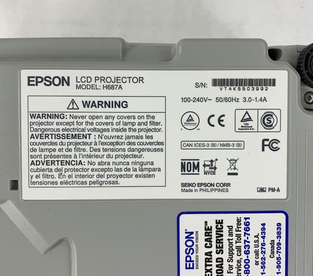 Epson PowerLite 98H H687A LCD Lamp Projector 4768 Lamp Hours - No Remote8