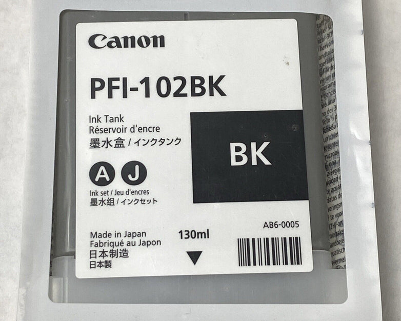 Genuine Canon PFI-102BK Black Ink Tank Exp 09/2018