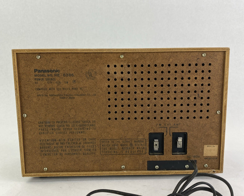 Panasonic RE-6286 FM-AM Radio AC 120V 6W 60 Hz - Tested No Antenna