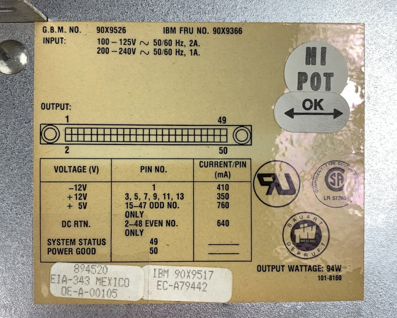 IBM 90X9526 94W Power Supply