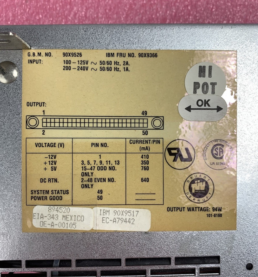 IBM 90X9526 94W Power Supply6
