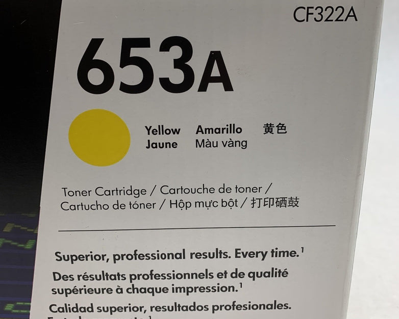 HP CF322A 653A 8345B001 Yellow Toner Cartridge Exp. Nov 2023