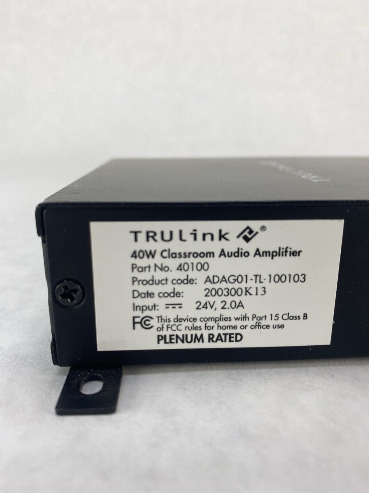 TRUlink 40100 Classroom Meeting Room Audio Amplifier 40W NO ACCESSORIES