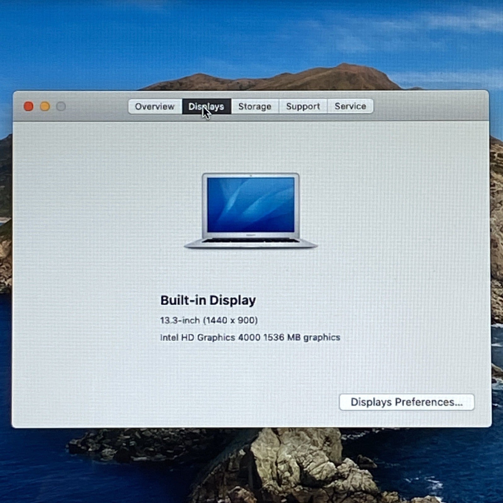 Apple MacBook Air A1466 2012 13" 1.8GHz i5 4GB RAM 250GB SSD os10.15.7 364Cycles