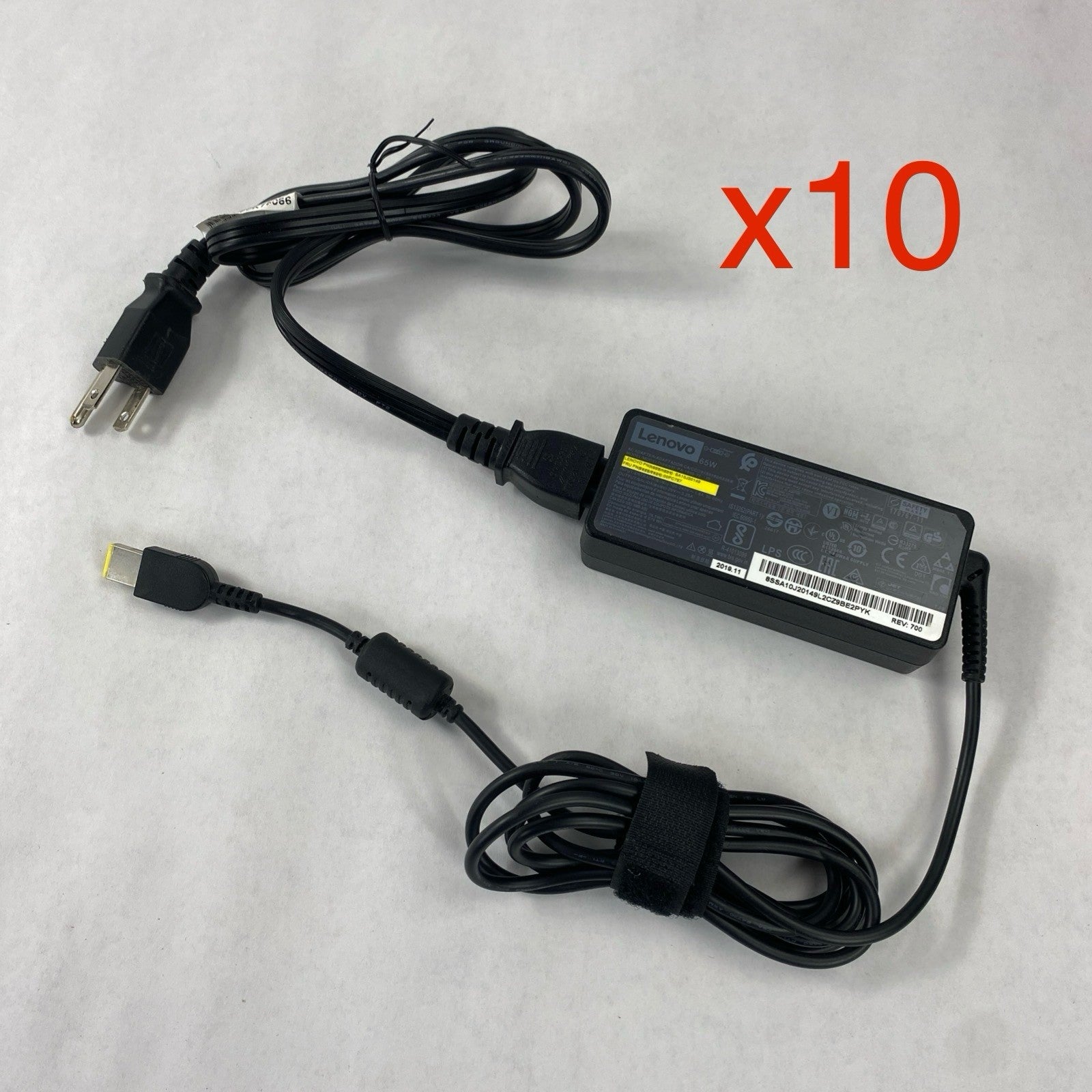 Lenovo PA-1650-72 65W 20V 3.25A Yellow Square Tip Charger AC Adapter (Lot of 10)
