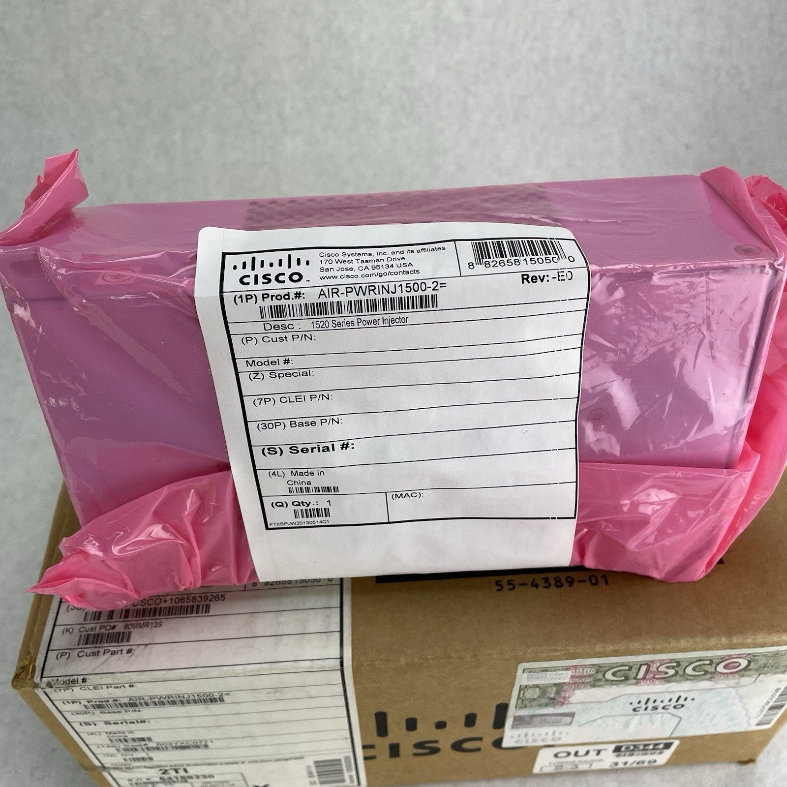 Cisco AIR-PWRINJ1500-2 Power Injector for Aironet Wireless Access Points