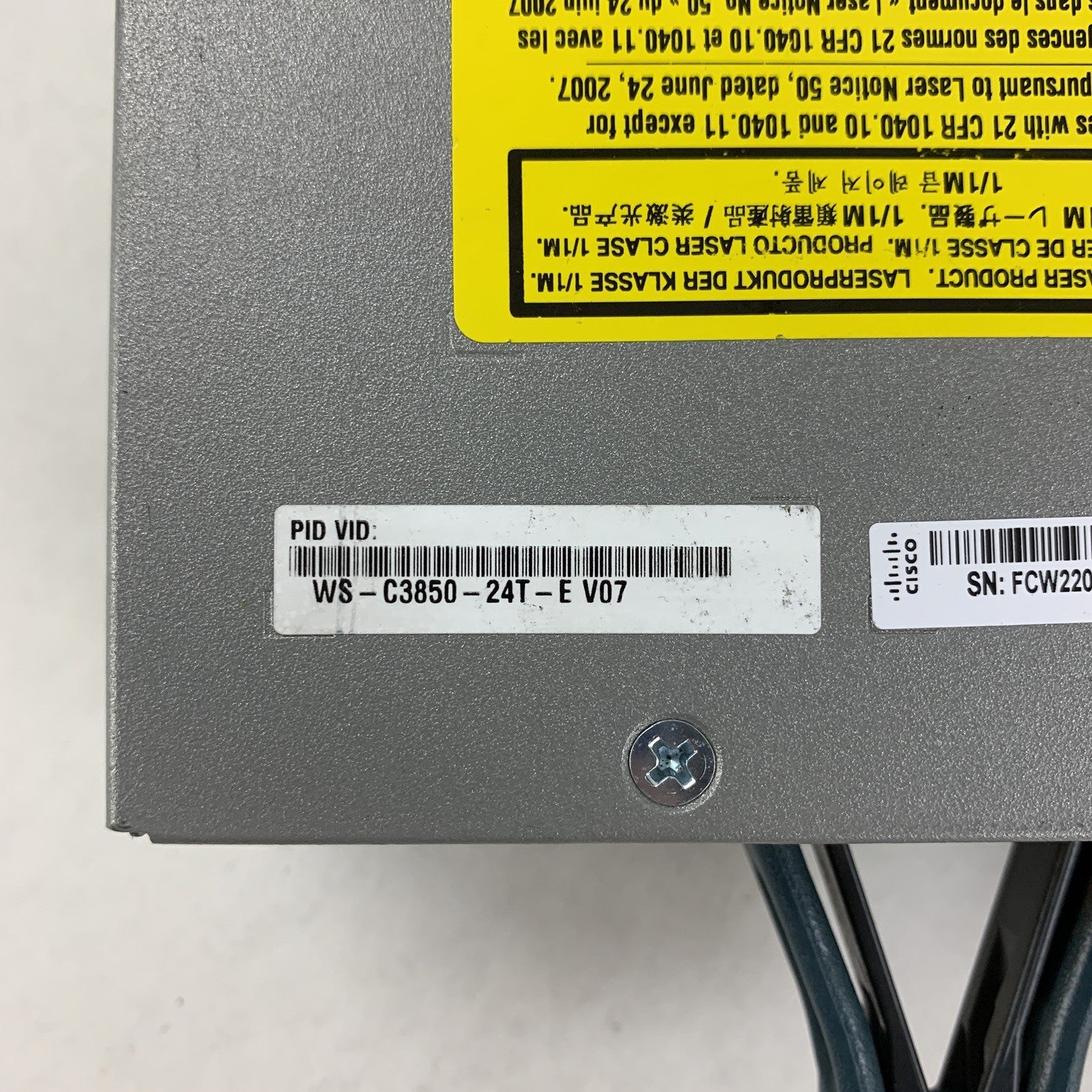 Cisco Catalyst 3850 WS-C3850-24T-E V07 24 Port Gigabit Switch Tested  1G Module