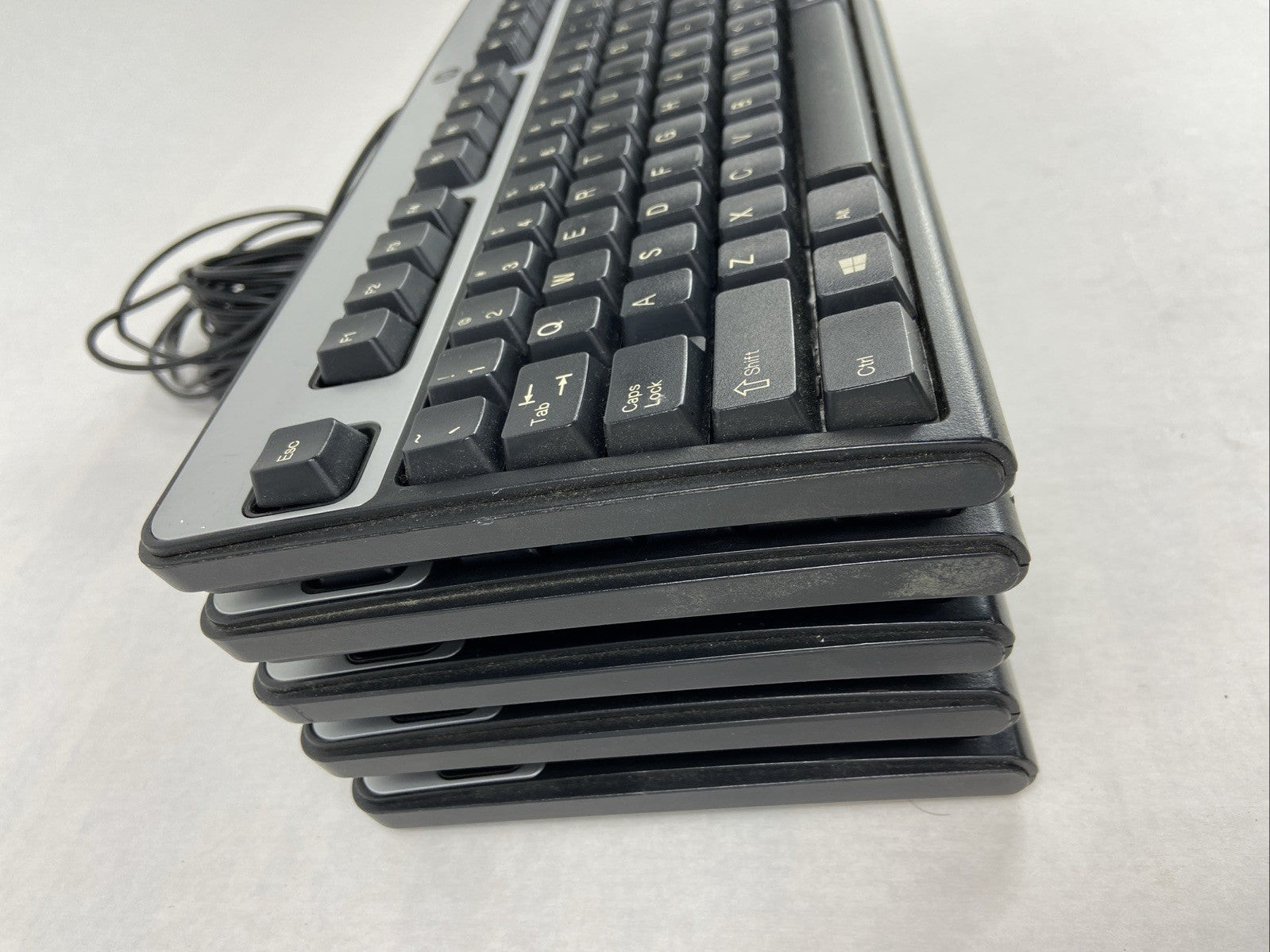 Lot of 5 (Five) Hewlett Packard HP KU-0316 Black/Silver Wired USB