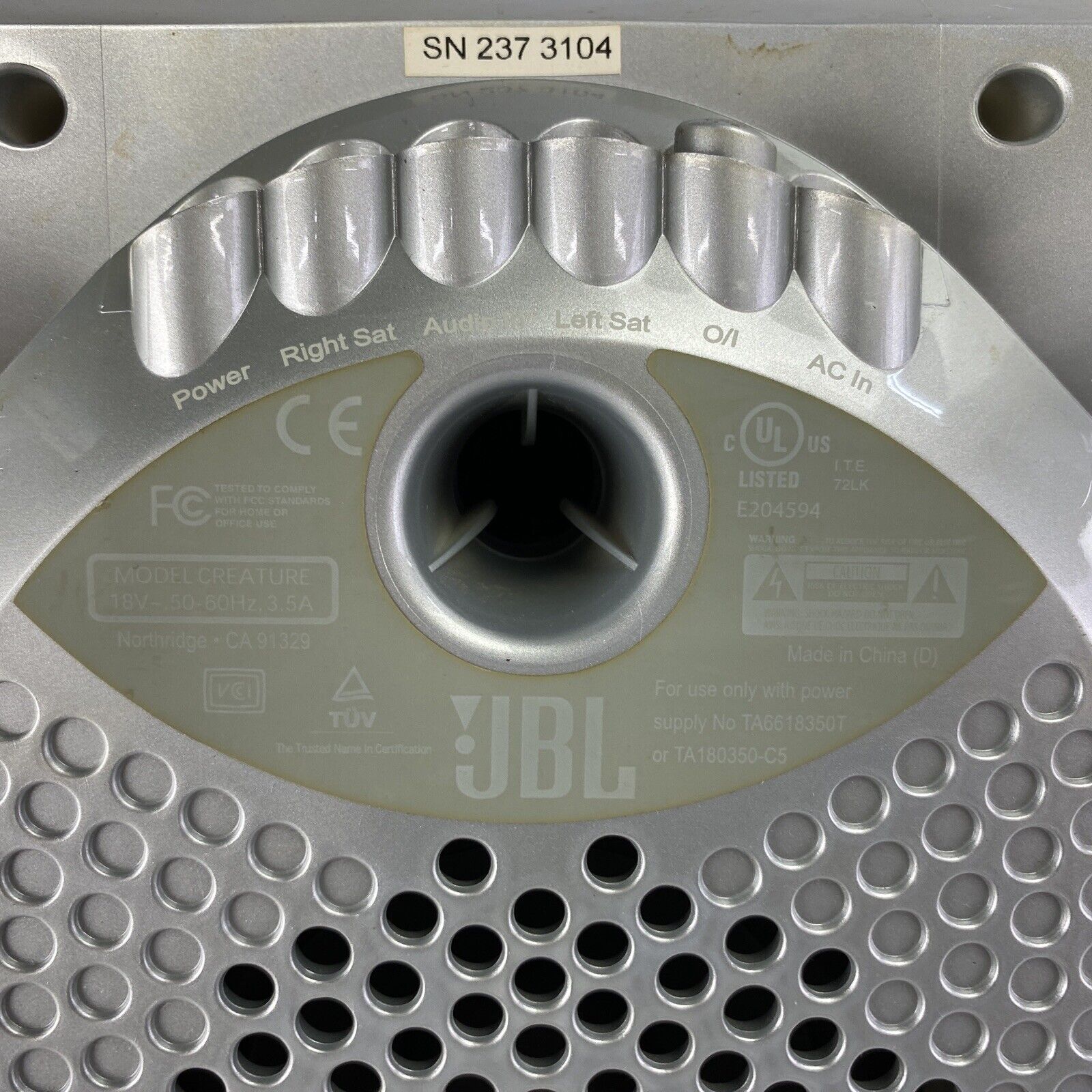 JBL Silver Creature Speaker No PSU -Untested
