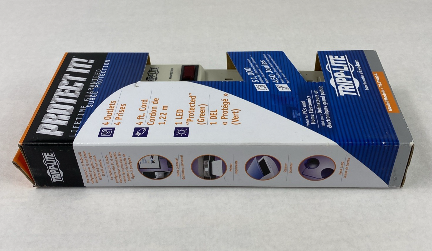 Tripp-Lite TLP404 4-Outlet 390J Surge Protector 4ft Power Strip