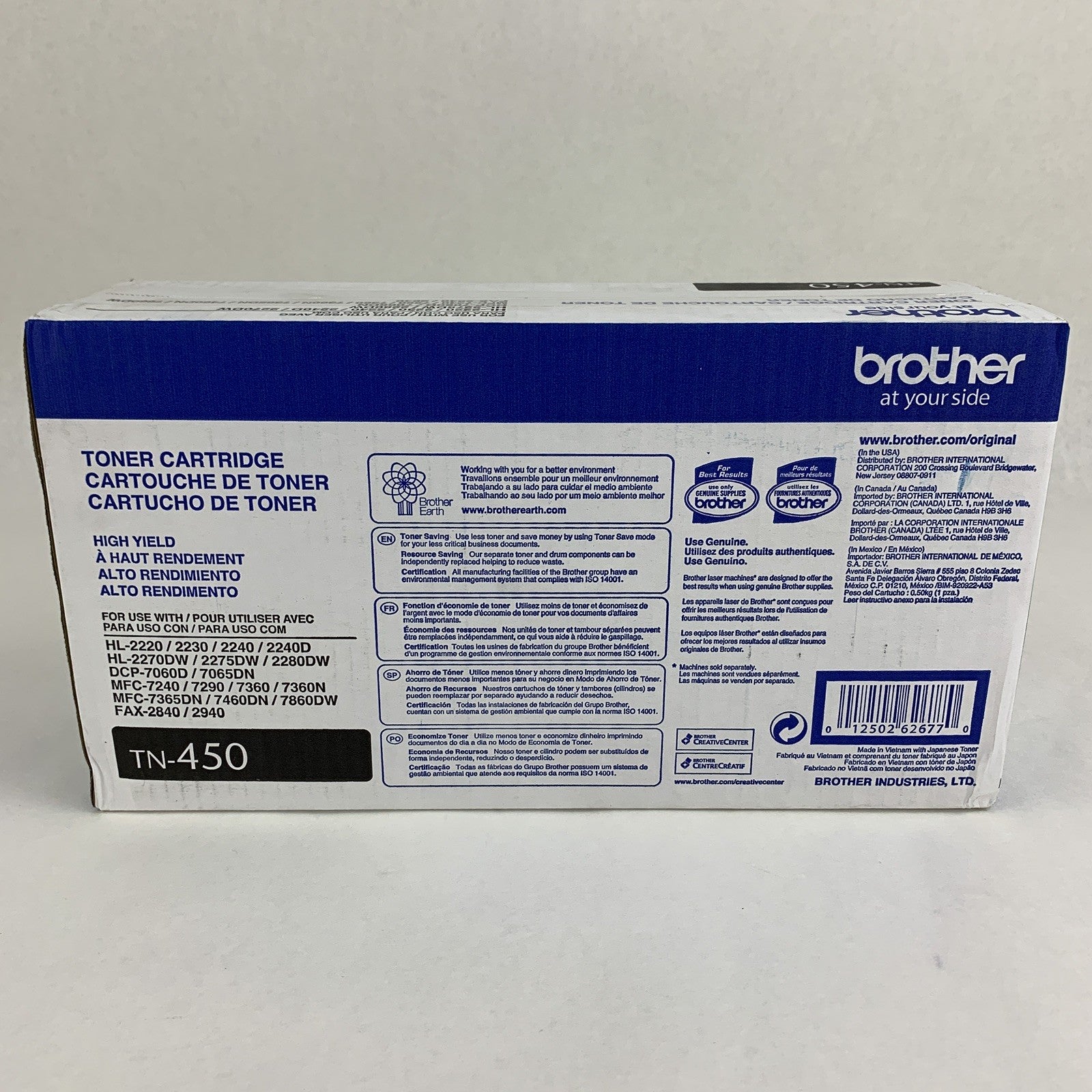 Brother TN-450 High Yield Black Toner Cartridge OEM New Sealed Box