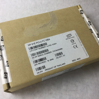HP 81E PCI-e FC HBA, AJ762-63001, New in Box, Unopened,