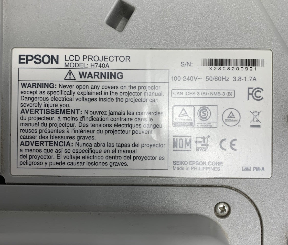 Epson PowerLite 695Wi H740A LCD Lamp Projector 825 Lamp Hours - No Remote7