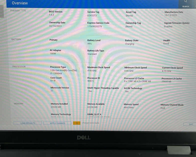 Dell Precision 7770 17.3" i7-12850HX 4.15GHz 64 GB RAM NVIDIA A3000 No SSD/OS/AC