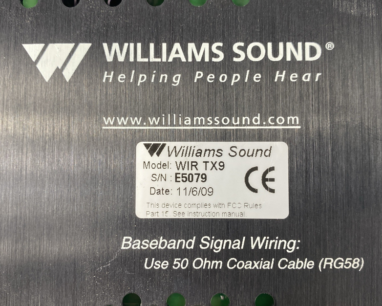 Williams Sound WIR TX9 Multi-Channel Infrared Transmitter
