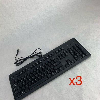 Lot of 3 HP KB57211 Wired Keyboard