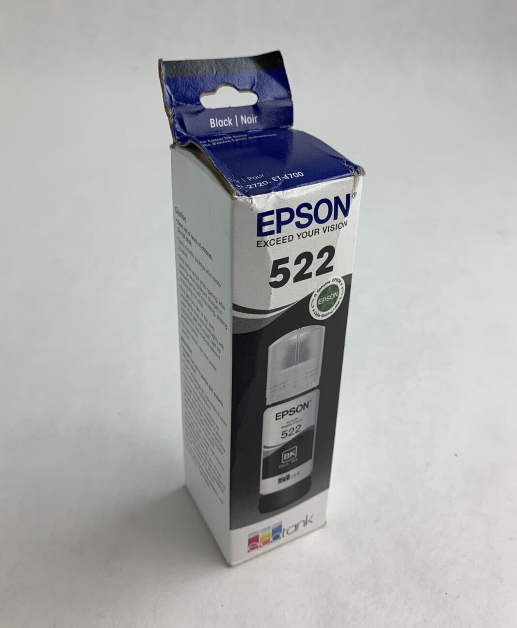 Epson 522 Ecotank T522120-S Black Ink Bottle 65mL Exp 02/2026 OEM Sealed