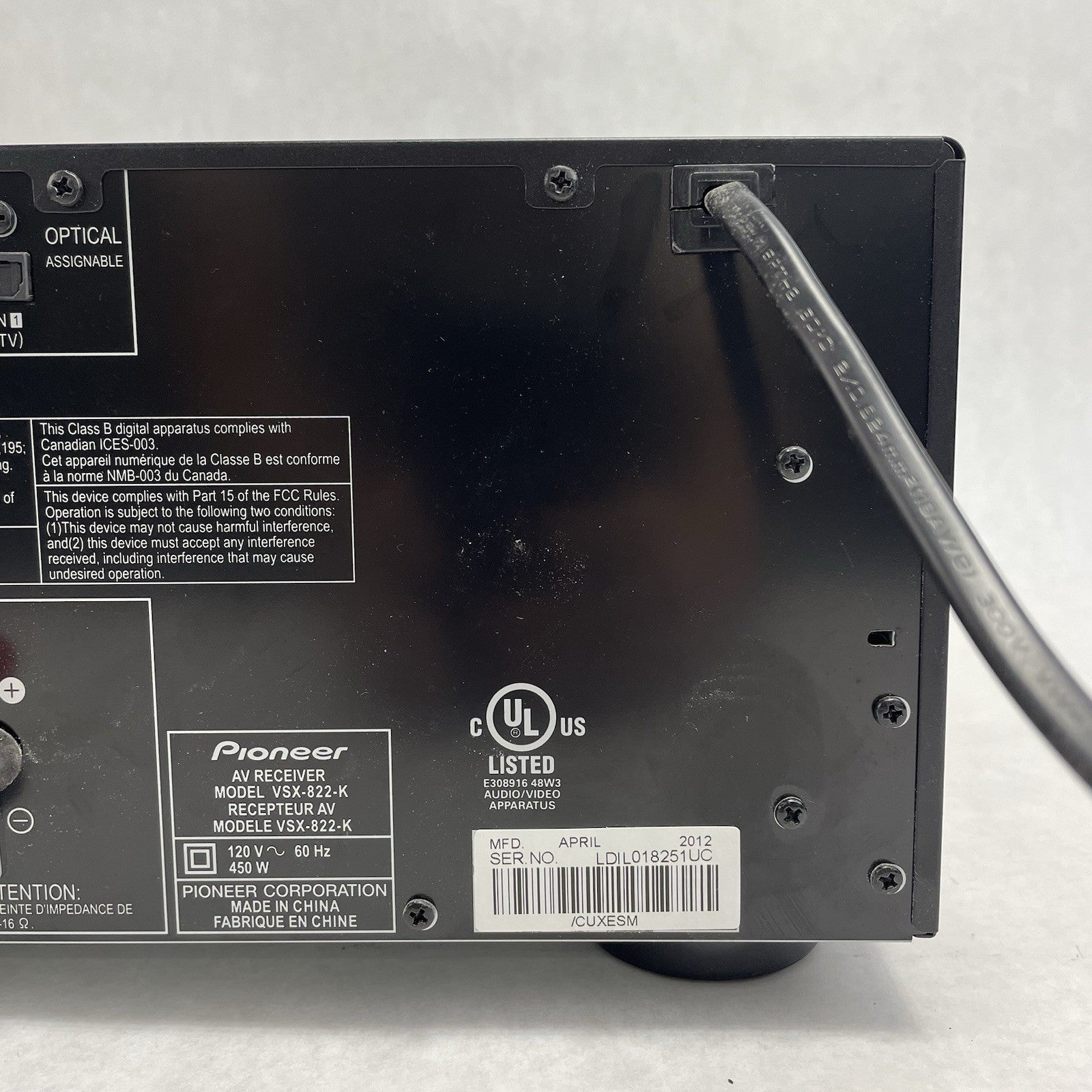 Pioneer VSX-822-K 5.1 Channel Network AV Receiver No Remote