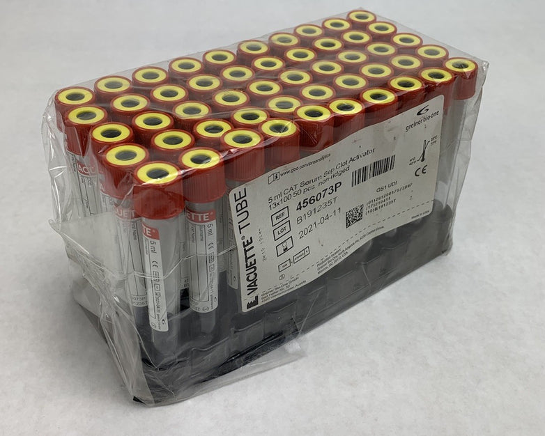 Vacuette 456073P 5ml CAT Serum Sep Clot Activator 13x100 50pcs Non-Ridged Tubes