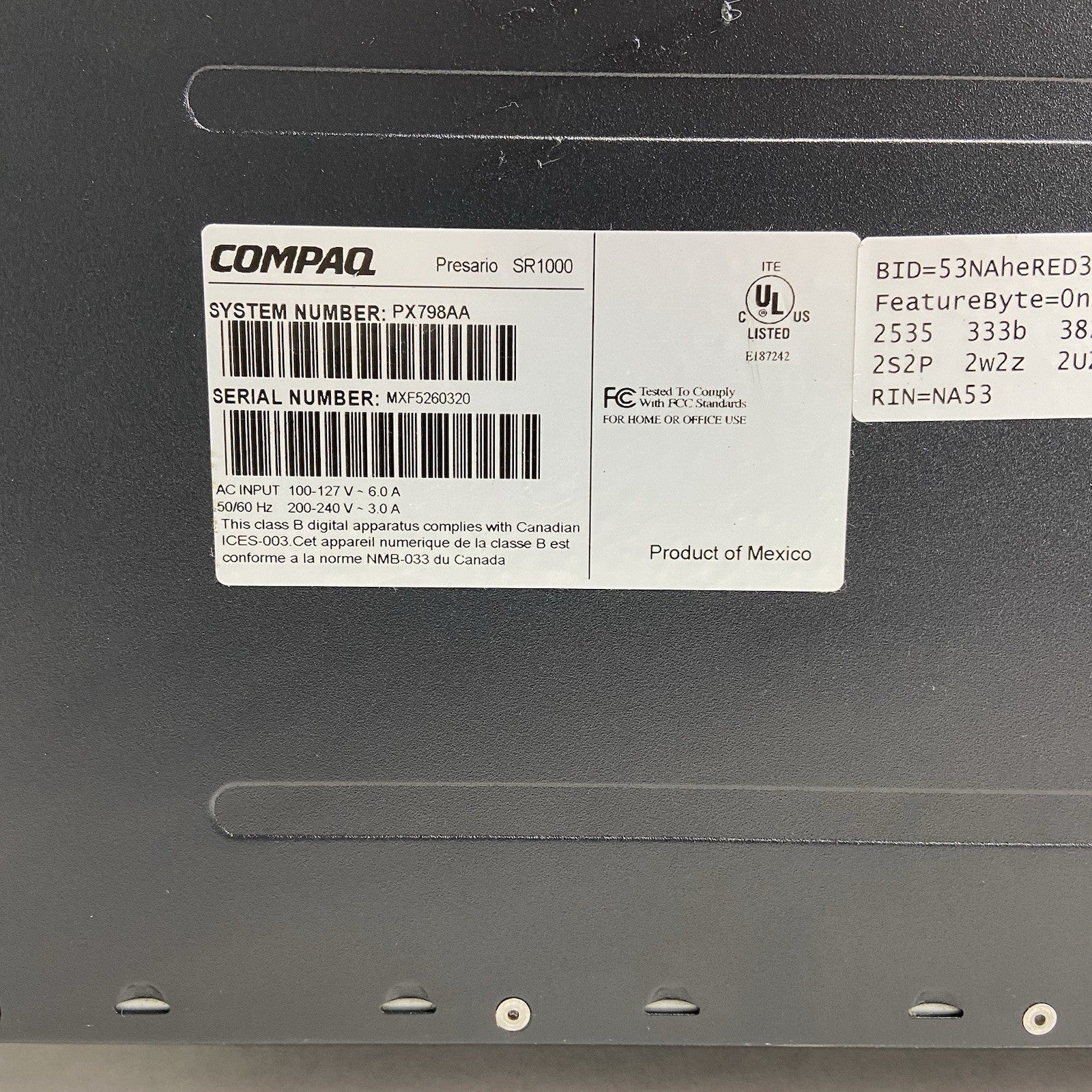 Compaq Presario SR1538X MT AMD Athlon 64 3300+ 2.4GHz 2GB RAM No HDD No OS8