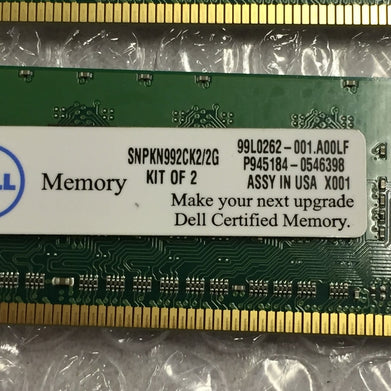 Kingston 2 GB RAM Kit (2x1) SNPKN992CK2/2G 99L0262-001 P945184-0546398