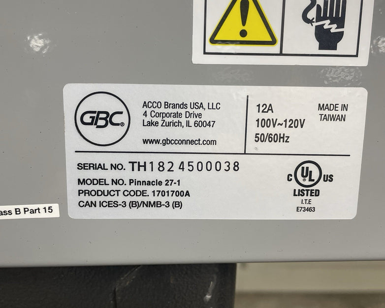 GBC Pinnacle 27 EZLoad Thermal Roll Laminator, 27" Maximum Width, 8-10