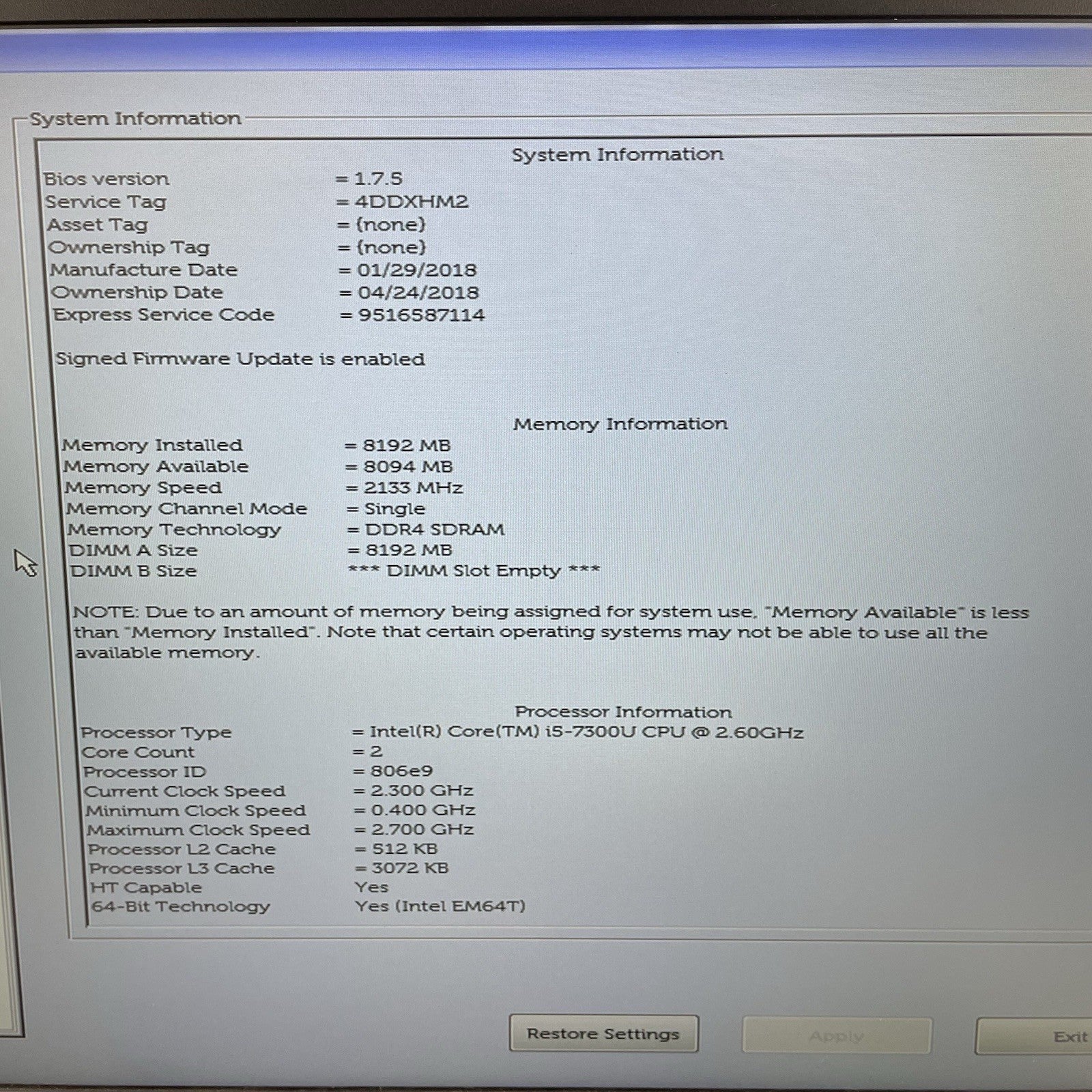 Dell Latitude 5580 15.6" i5-7300U 2.6 GHz 8 GB RAM No SSD/OS/AC - Bad Back Edge2