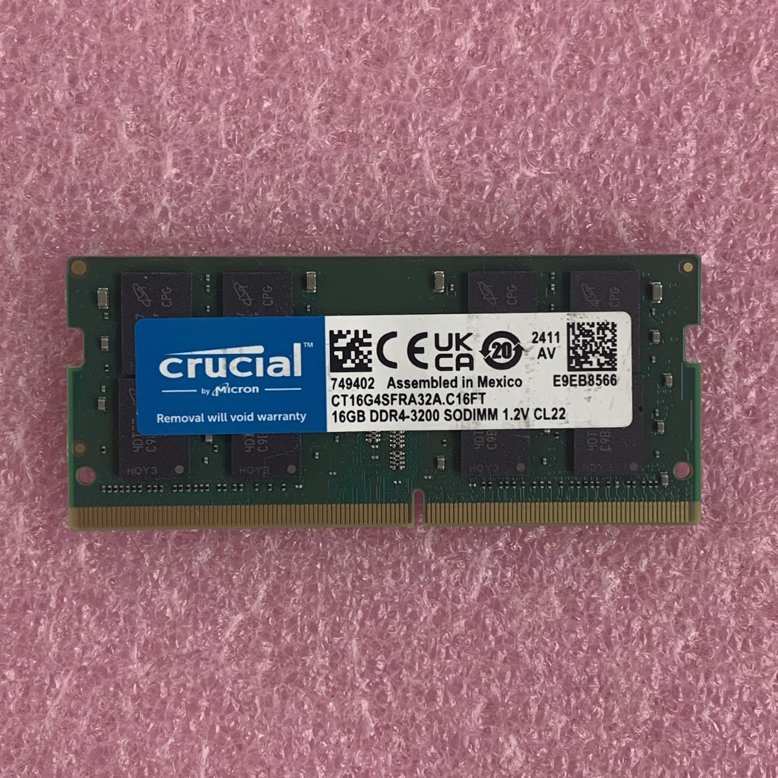 Crucial CT16G4SFRA32A.C16FT 16 GB DDR4 3200 SODIMM Laptop Ram Memory1