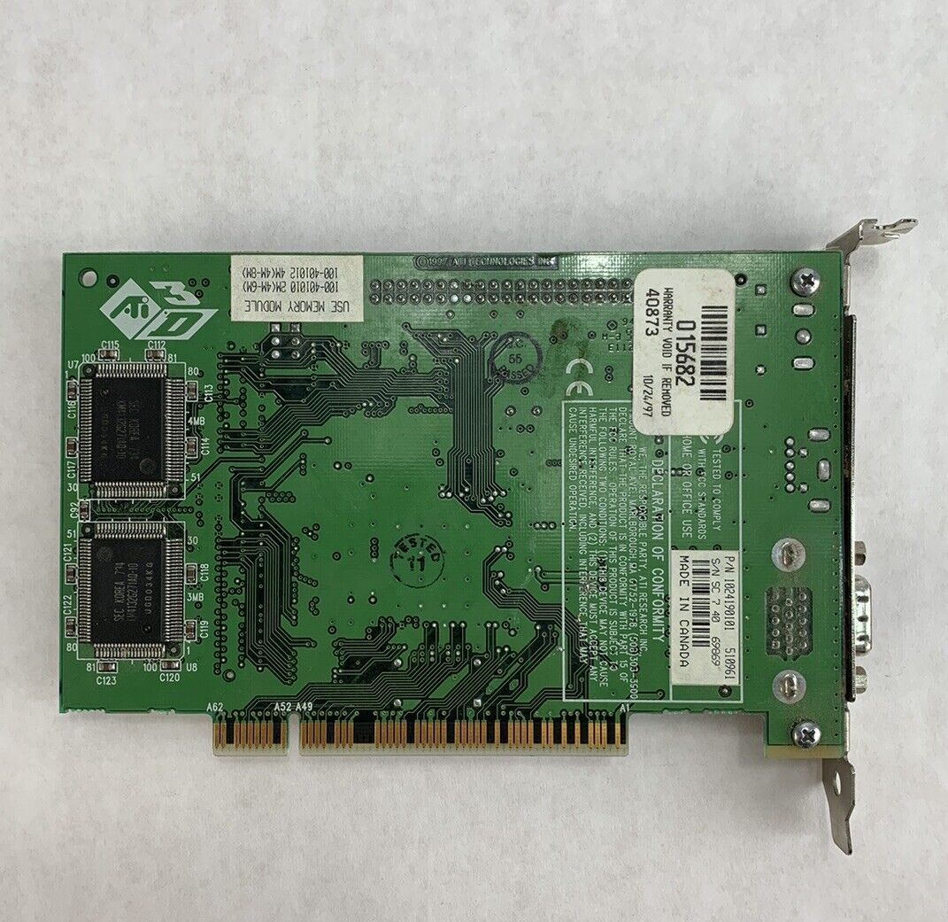 ATI 109-41900-00 GPU VGA W/ Memory Module Slot