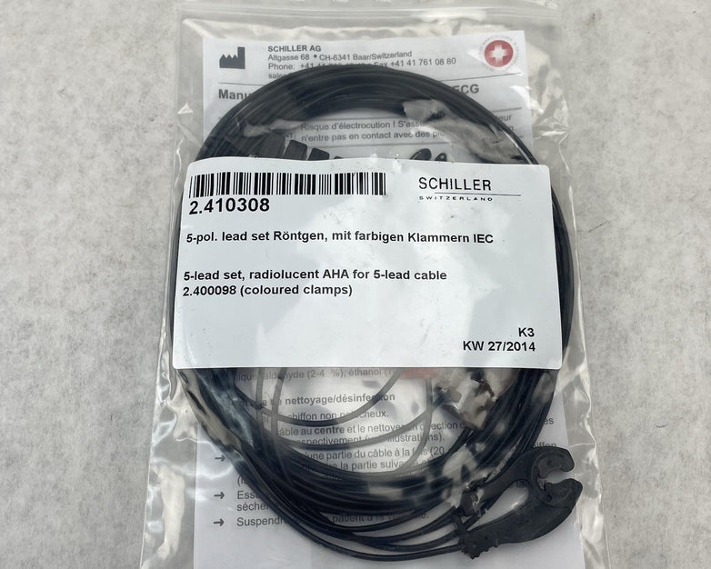 ECG 5-Wire Set AHA Clip 1.2 m Radiolucent Schiller 2.410308 Change 76654604
