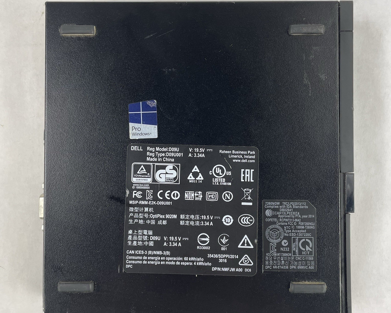 Dell Optiplex 9020M Micro i3-4160T 3.10 GHz 8 GB RAM W/AC No SSD/OS