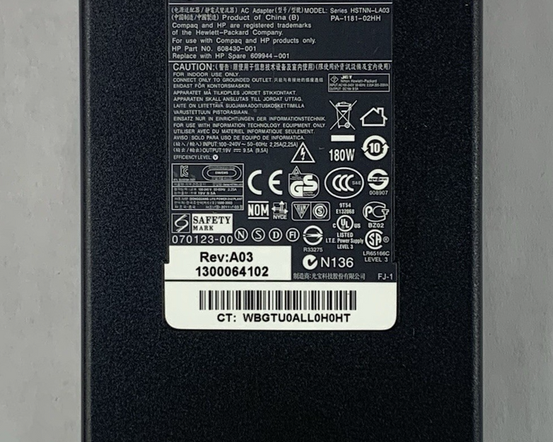 HP HSTNN-LA03 PA-1181-02HH Smart Pin AC Adapter 180W 19V Big Barrel Charger