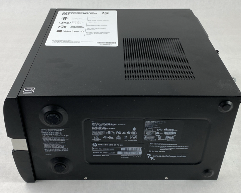 HP Pavilion 510-a010 MT AMD A8-7410 2.20GHz 8GB RAM No HDD No OS No Power Cord