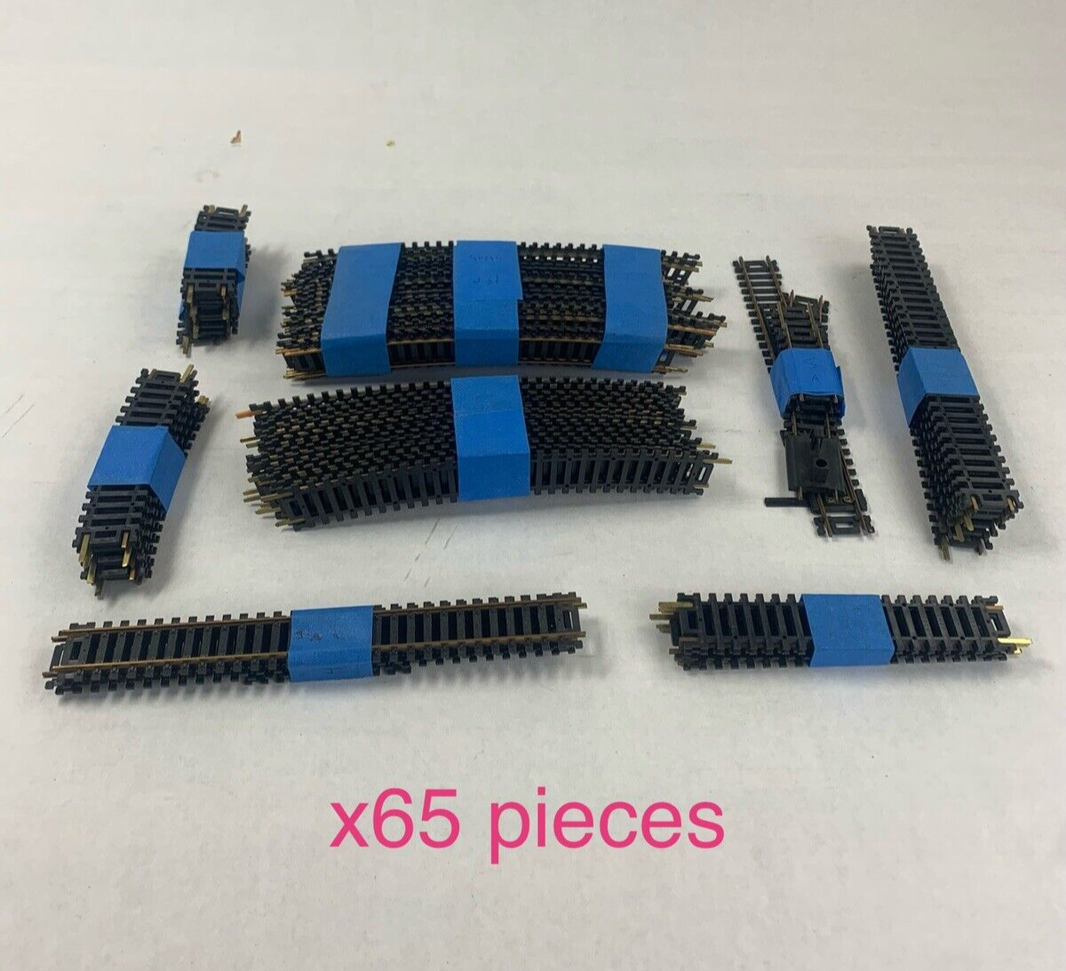 Mixed Lot of 65 HO Scale Atlas 3" 6" 9" 18" 22" Brass Snap Track Pieces