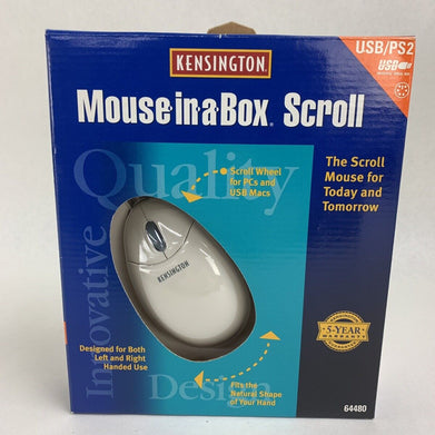 Kensington Mouse-in-a-Box Scroll USB/PS2 Mouse PC/Mac 64480 New OEM