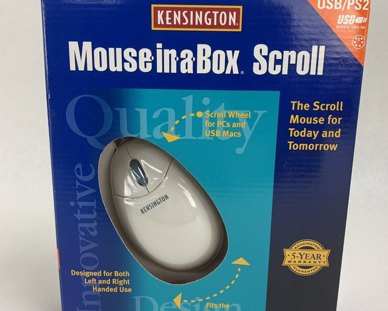Kensington Mouse-in-a-Box Scroll USB/PS2 Mouse PC/Mac 64480 New OEM