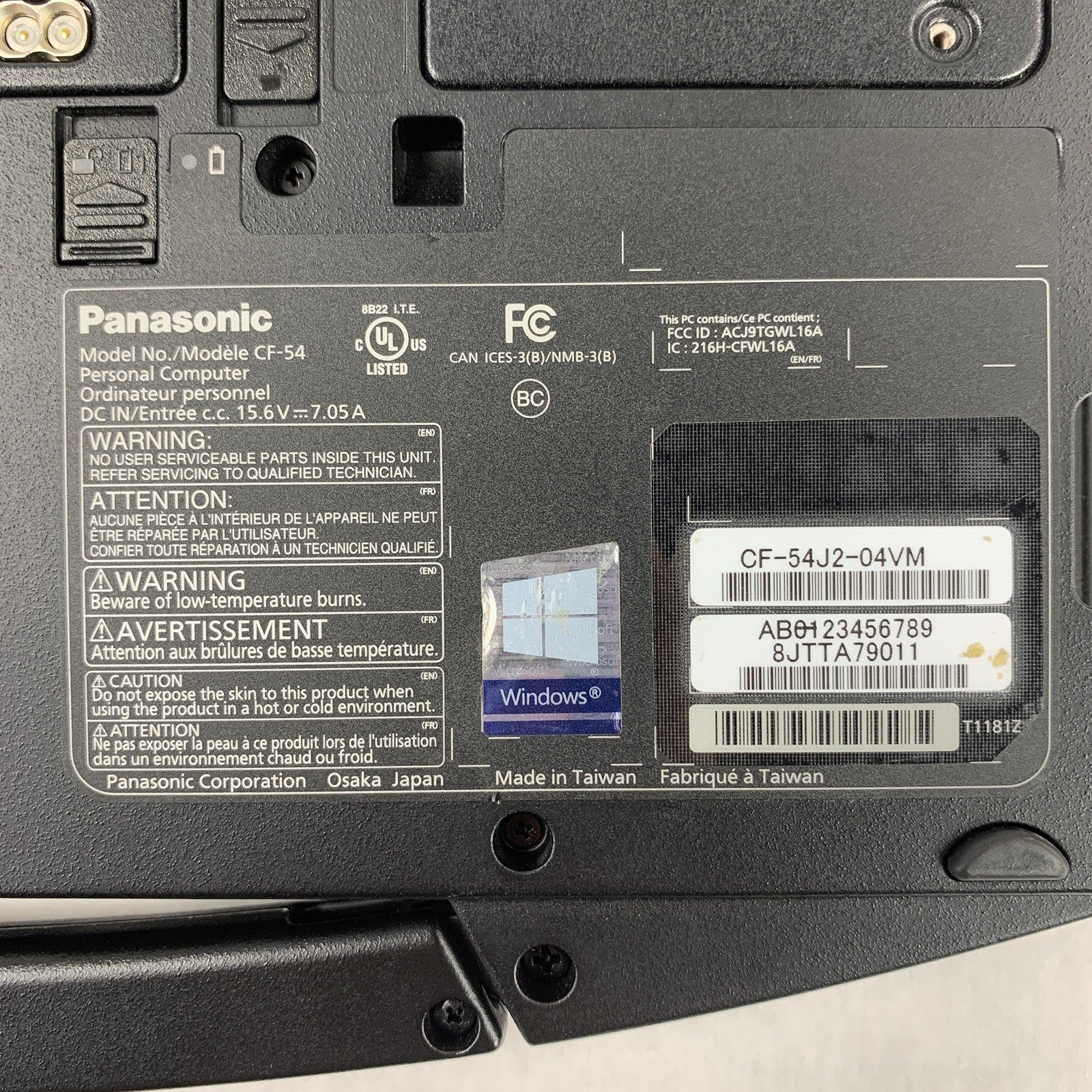 Panasonic Toughbook CF-54 14" Touch i5-7300U 2.6GHz 8GB RAM No Battery No HDD/OS