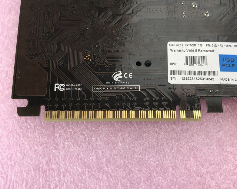 GeForce GT520 1G PCI-E 01G-P3-1526-KR Graphics Card GPU P1310