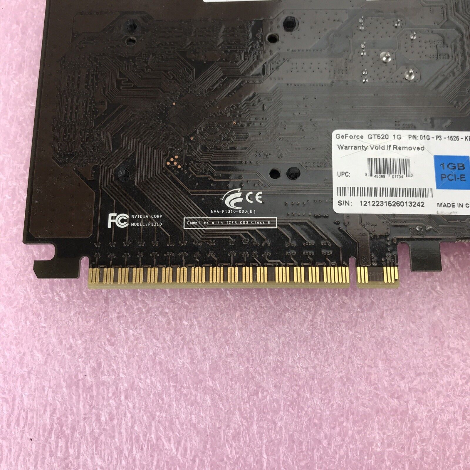 GeForce GT520 1G PCI-E 01G-P3-1526-KR Graphics Card GPU P1310