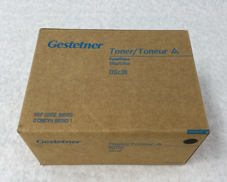 Genuine Gestetner DSc38 Cyan Toner Cassette 275g 9.70oz 885383