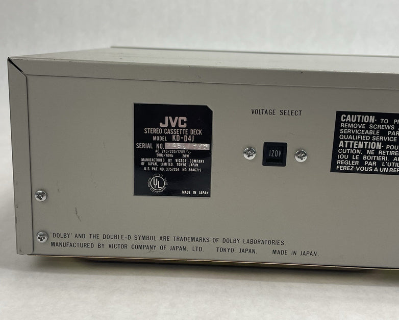 JVC KD-D4J Stereo Cassette Deck Tested For Parts