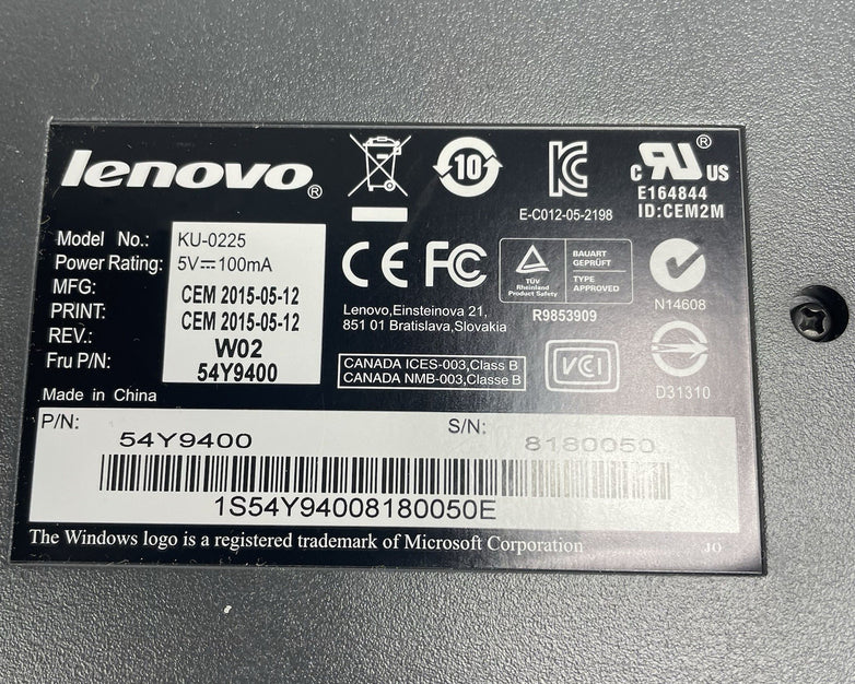 Lenovo KU-0225 Wired Keyboard Lot of 10