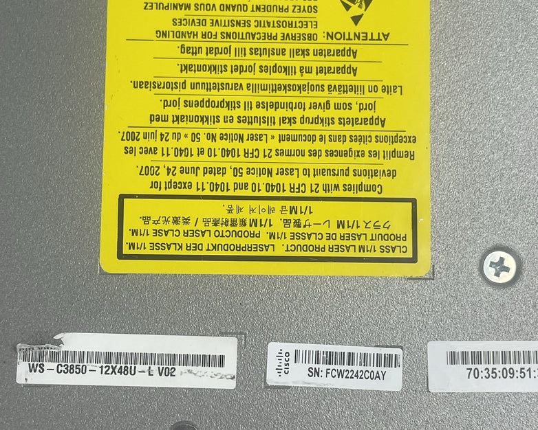 Cisco WS-C3850-48P-S 48 V02 Port Switch 2x 1100W PSU Tested & Reset