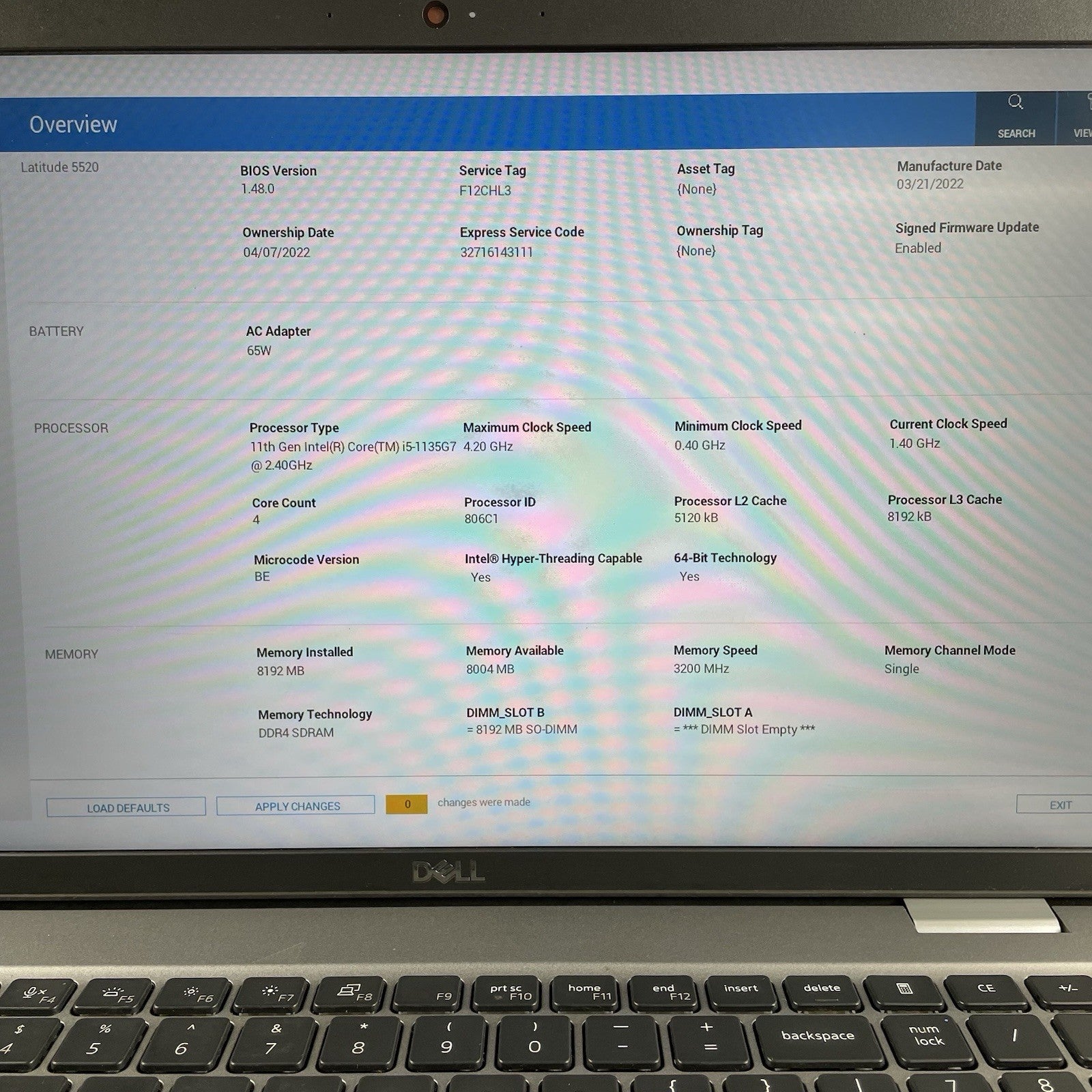 Dell Latitude 5520 15.6" i5-1135G7 2.40GHz 8GB RAM No SSD/OS/AC/Batt - Bad Port3