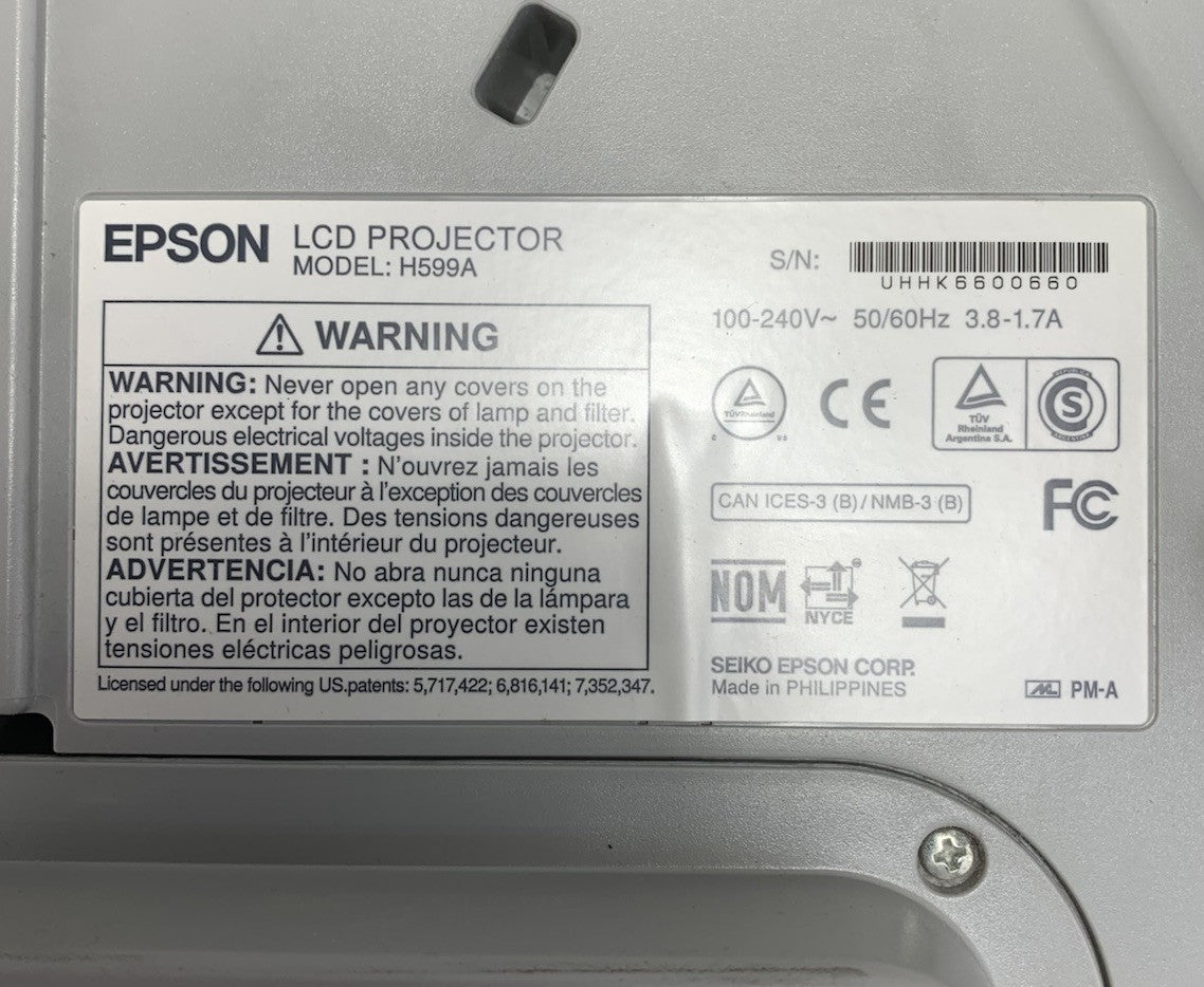 Epson BrightLink 595Wi H599A LCD Projector 654 Lamp Hours - No Remote7