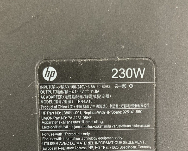 HP TPN-LA10 100-240V 230W AC Adapter No Power Cord