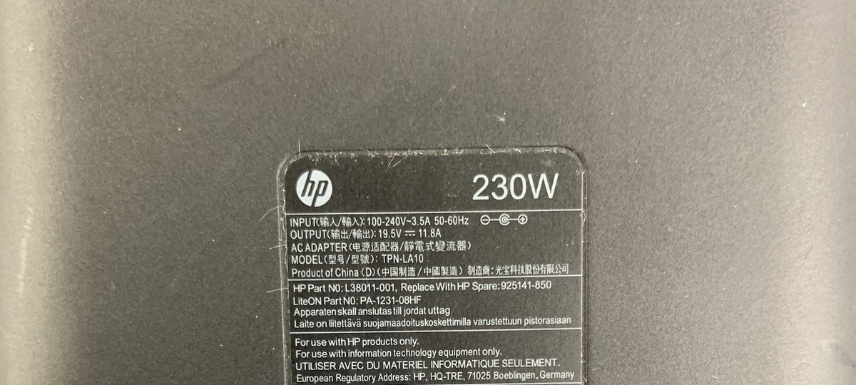 HP TPN-LA10 100-240V 230W AC Adapter No Power Cord8