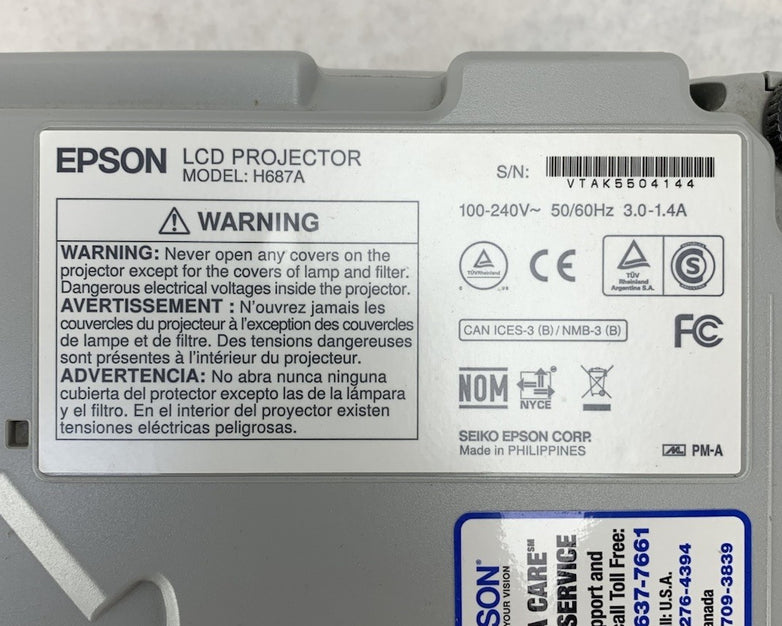 Epson PowerLite 98H H687A LCD Lamp Projector 1803 Lamp Hours - No Remote
