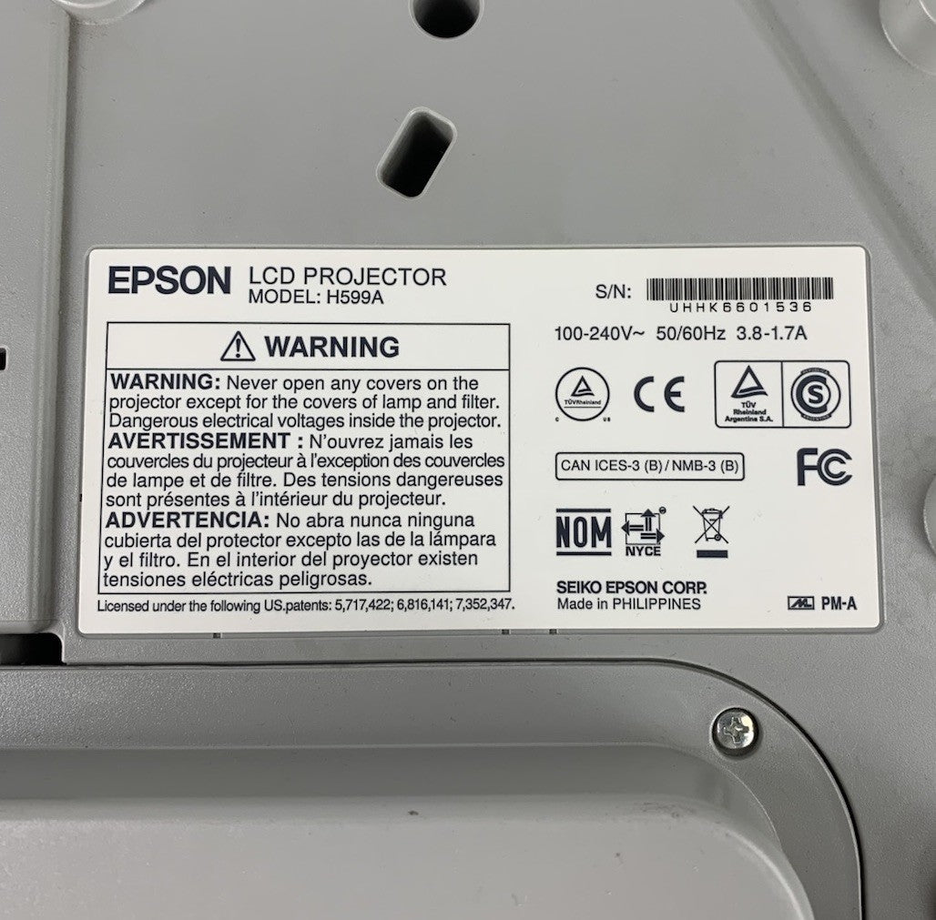 Epson H599A BrightLink 595Wi LCD Lamp Projector 2858 Lamp Hours No Remote7